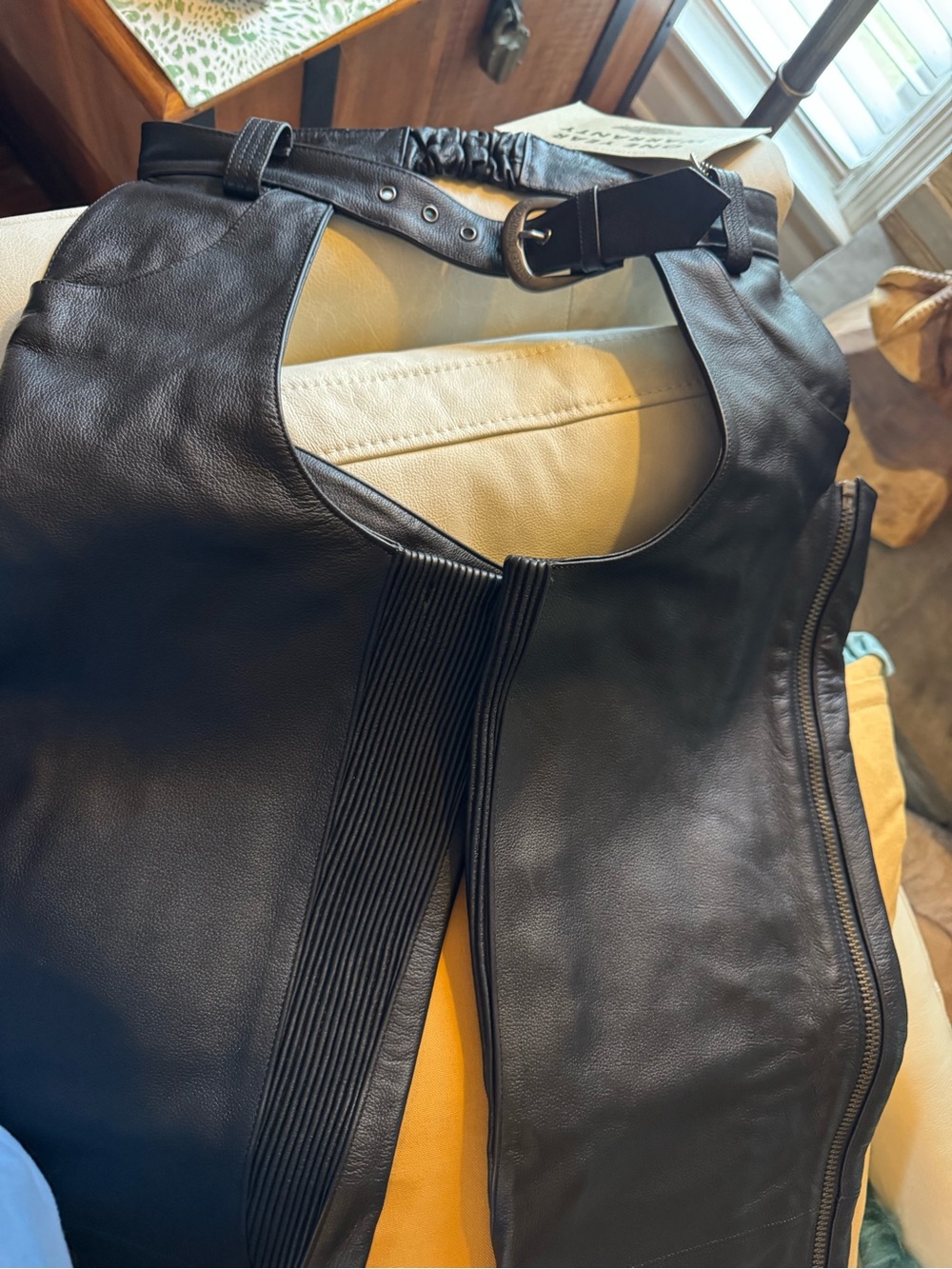 Harley Davidson Mens Small leather Chaps Vintage new stock never worn.